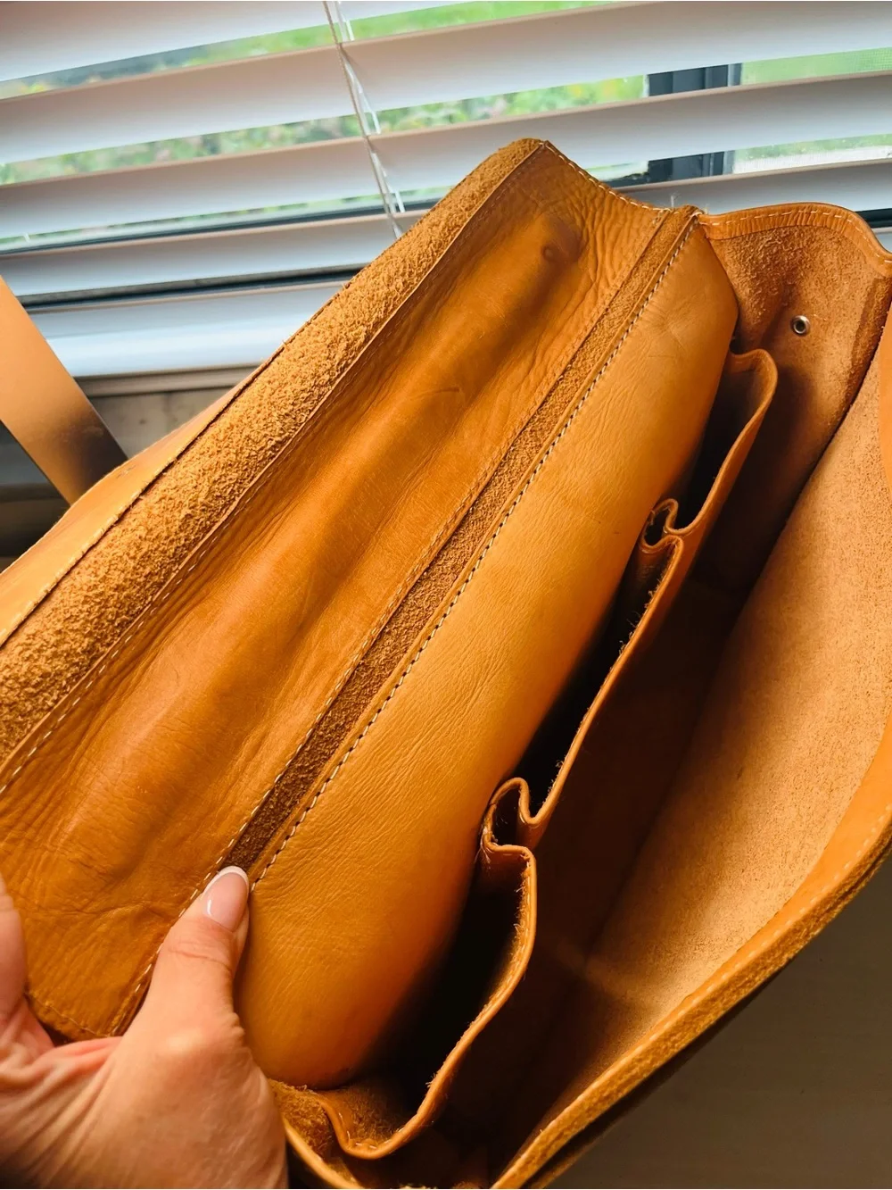 Classic Tan Leather Briefcase Satchel for Men